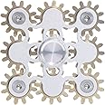 DMaos Fidget Spinner, Figity Toy, 9 Gears Linkage Smooth Metal Brass Stainless Steel with Stable Bearing, Durable Mechanics Romoveable, Premium Figit Toy - Silver
