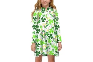 BesserBay Girl's Ruffle Collar Button-Down Pleated Casual Swing Midi Dress 4-12 Years