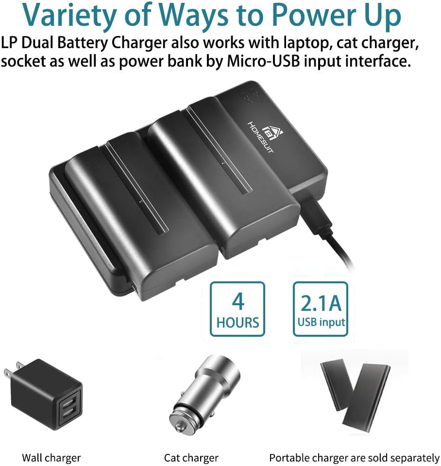 Homesuit NP-F550 Battery 2900mAh and Dual LED Charger Kit Compatible with Sony NP-F970 F960 F770 F750 F570 F550 F530 F330 CCD-SC55 TR516 TR716 TR818 TR910 TR917 TR940 (2-Pack) - Image 3