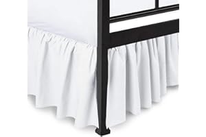 Peace Sleep Bedding - Ruffled Bed Skirt with Split Corners, White, King 16 Inch Drop Bedskirt, Hotel Quality Brushed Microfiber Wrinkle Free Dust Ruffle Bed Skirt King Size