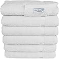 SALBAKOS Genuine Premium Organic Turkish Cotton Hotel and Spa Hand Towels, 700 GSM, 16”x30”, White (Hand Towels - Qty 6, Whit