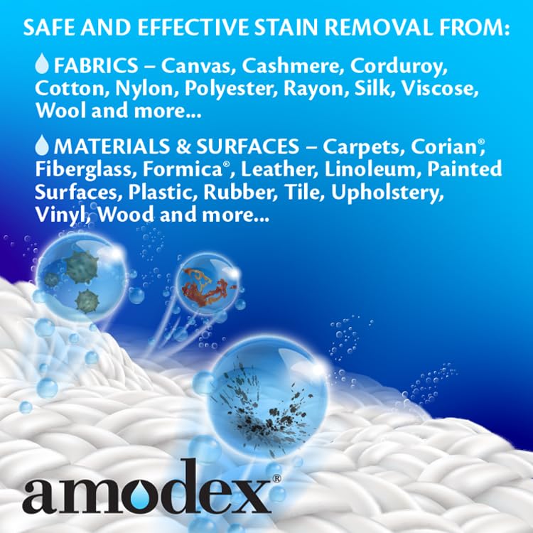 Amodex Ink & Stain Remover for Clothes, Leather and Skin - Removes Ink, Ballpoint, Sharpie, Grease and More, Works on Set-in Stains, Gentle but Powerful, 4oz/120ml Bottle (Pack of 2)