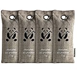 Natural Air Purifying Bags by ZooBamboo. Activated Bamboo Charcoal Deodorizer Bags. Odor Eliminator for Cars, Homes, Closets, Bathrooms and Pet areas. Absorbs Odors and Allergens. (4 x 75g)