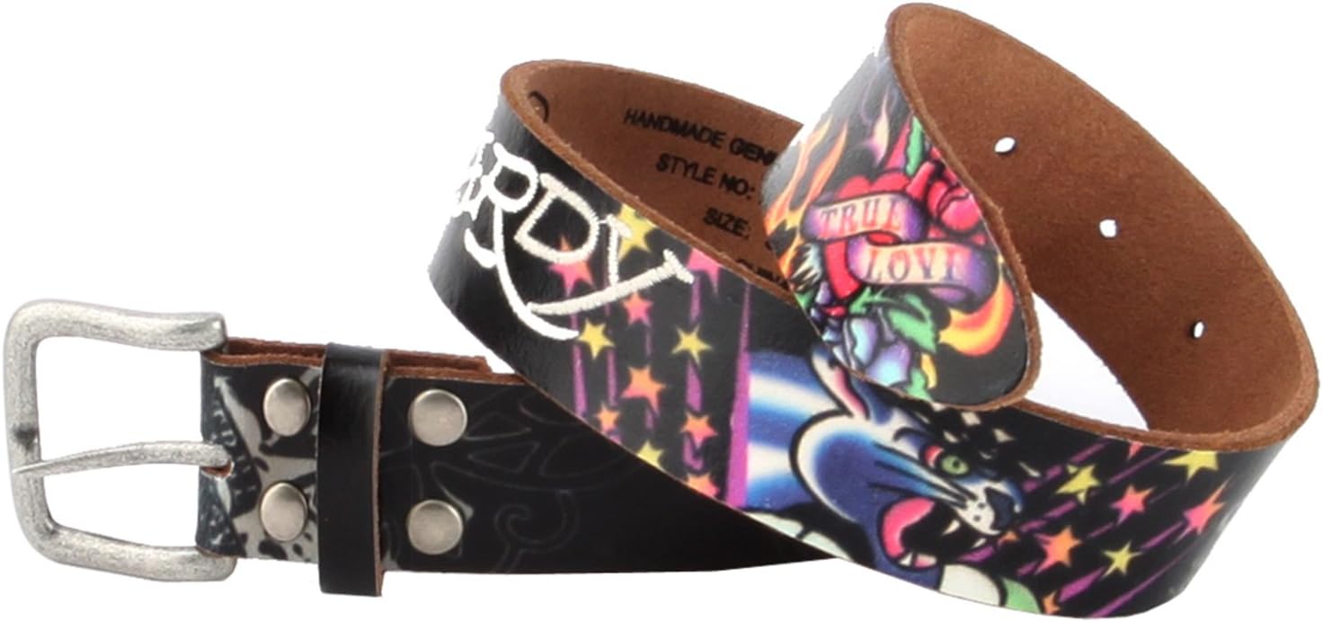 Ed Hardy Big Girls' True Love Panther Leather Belt