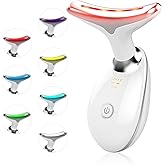 Facial Beauty Device, Face Massager Tool for Skin Care, Based on Triple Action LED, Thermal, and Vibration, Red and Blue LED Light, 7 Color Led Face and Neck Massager for Home Use (Glossy White)