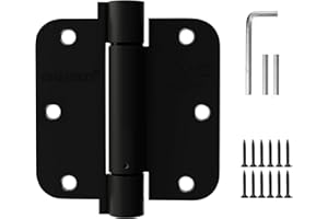 2 Pack Self Closing Door Hinges 3.5 inch Matte Black Spring Loaded Auto Close Hinges 5/8'' Radius Corners Adjustable Tension 