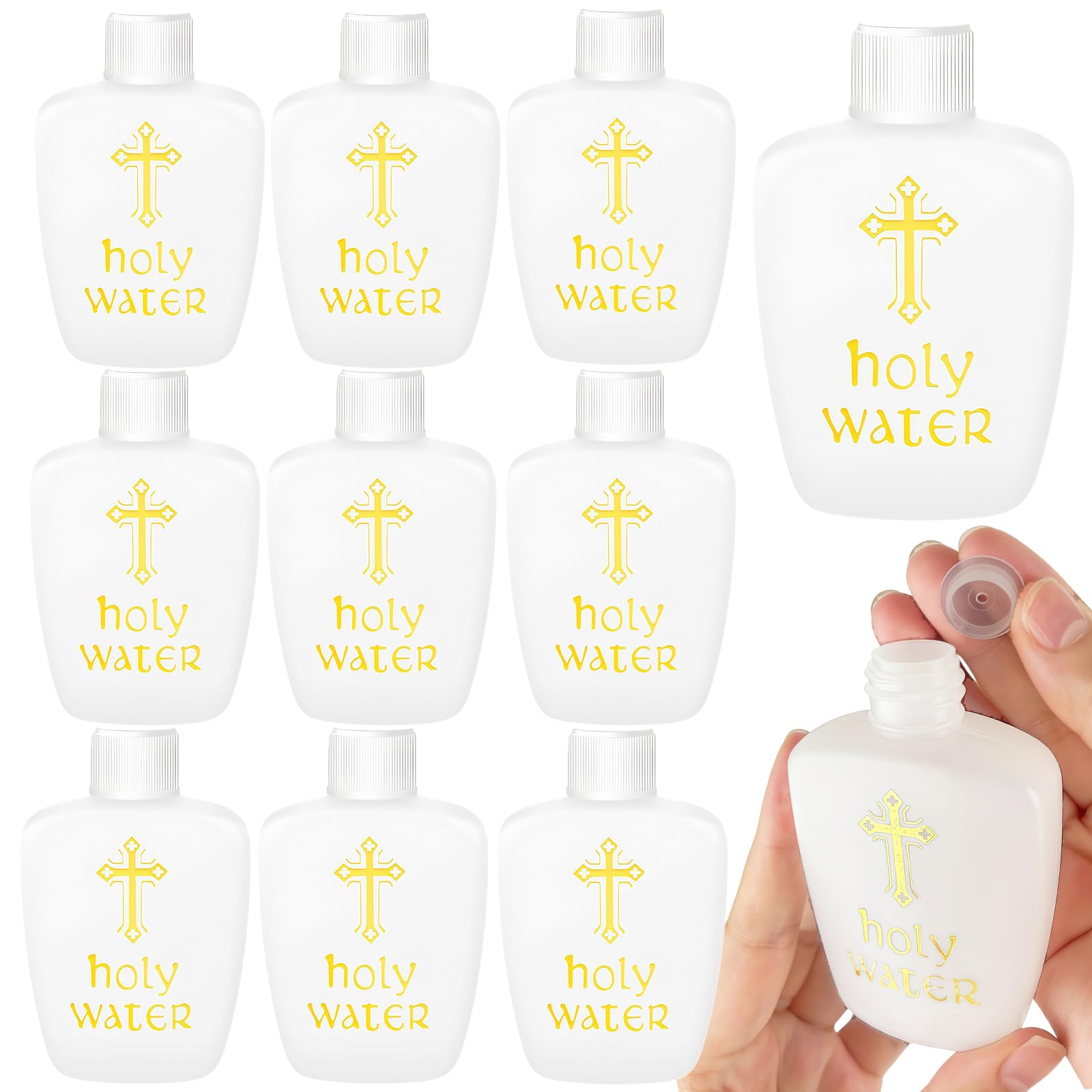 Photo 1 of 10 Pcs 2oz Holy Water Bottle Bulk 60ml Small Holy Water Empty Containers Bottles Reusable Plastic Bottle for Holy Water Baptism Religious Catholic Christian Communion Thanksgiving Church Halloween