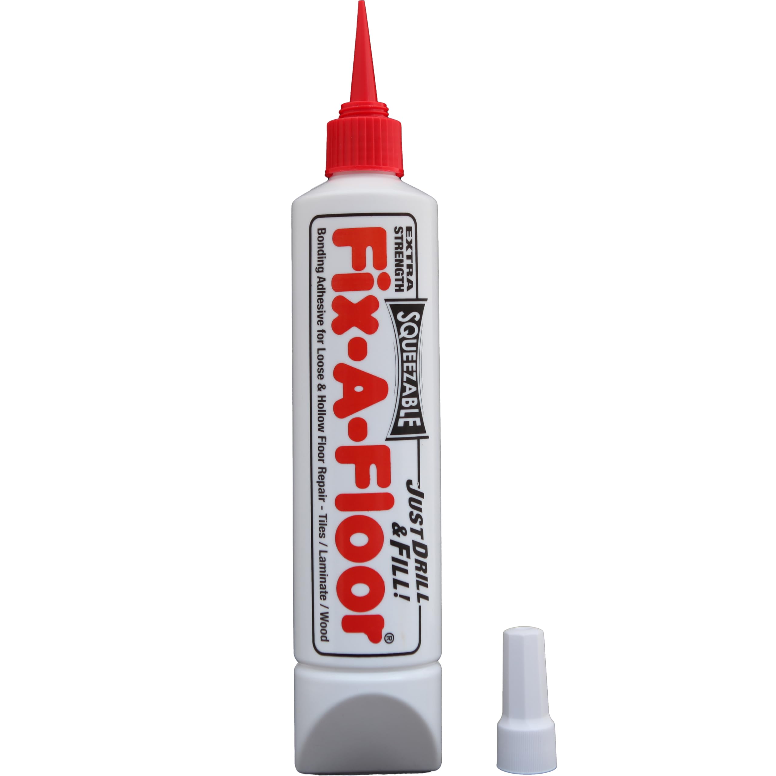 Photo 1 of The Original Fix-A-Floor Squeezy All-in-One Repair Adhesive for Loose, Hollow and Creaky Tiles, Wood, LVT, LVP and Laminate Flooring. Just Drill & Fill! Easy Squeezy! Made in The USA!