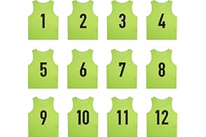 SHIJIXING 12 Pack（1-12） Numbered Pinnies/Scrimmage Vest/Team Practice Jerseys for Basketball, Soccer, Football