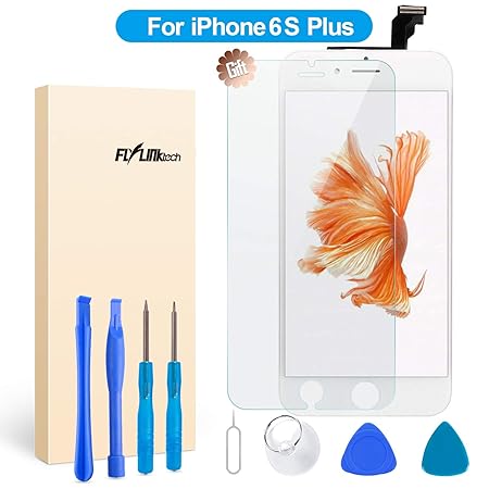 FLYLINKTECH Für iPhone 6S Plus Display Weiß LCD Touchscreen Digitizer Ersatz Bildschirm Front Komplettes Glas mit Werkzeuge F