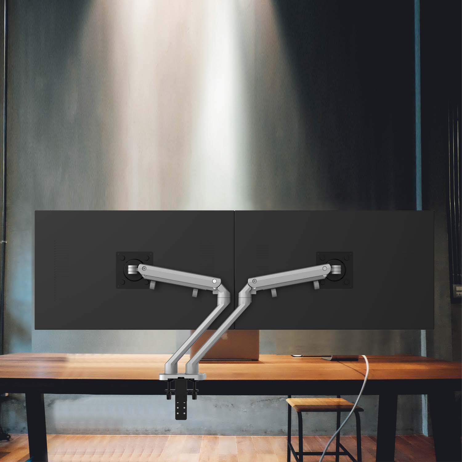 Bemorergo Dual LED LCD Monitor Desk Mount Stand- Aluminum Gas Spring Arm Height Adjustable VESA Bracket 2 in 1 Heavy Duty Fully, fits 2 /Two Screens up to 17 to 32 inches