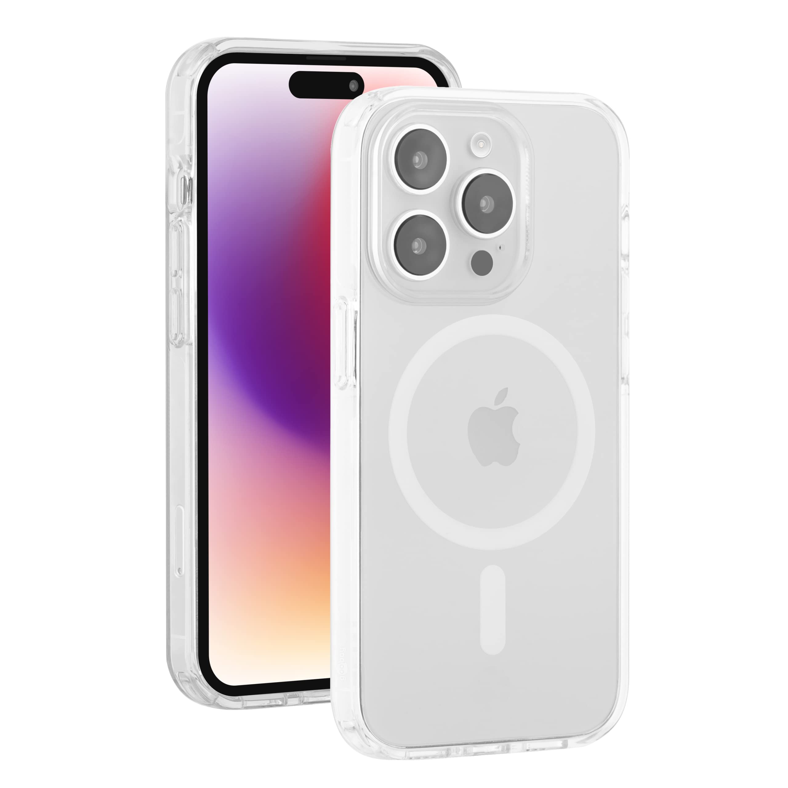 Goobay 61346 iPhone Case with MagSafe Charger, Compatible with Apple iPhone 14 Pro, Camera Protection & Screen Protector, Shockproof, Transparent iPhone Case with Magnetic Ring — image 1