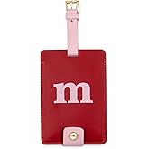Kate Spade New York Leatherette Luggage Tag with Secure Strap, Colorful Suitcase Identifier for Travel, Monogram Bag Tag ID (M)