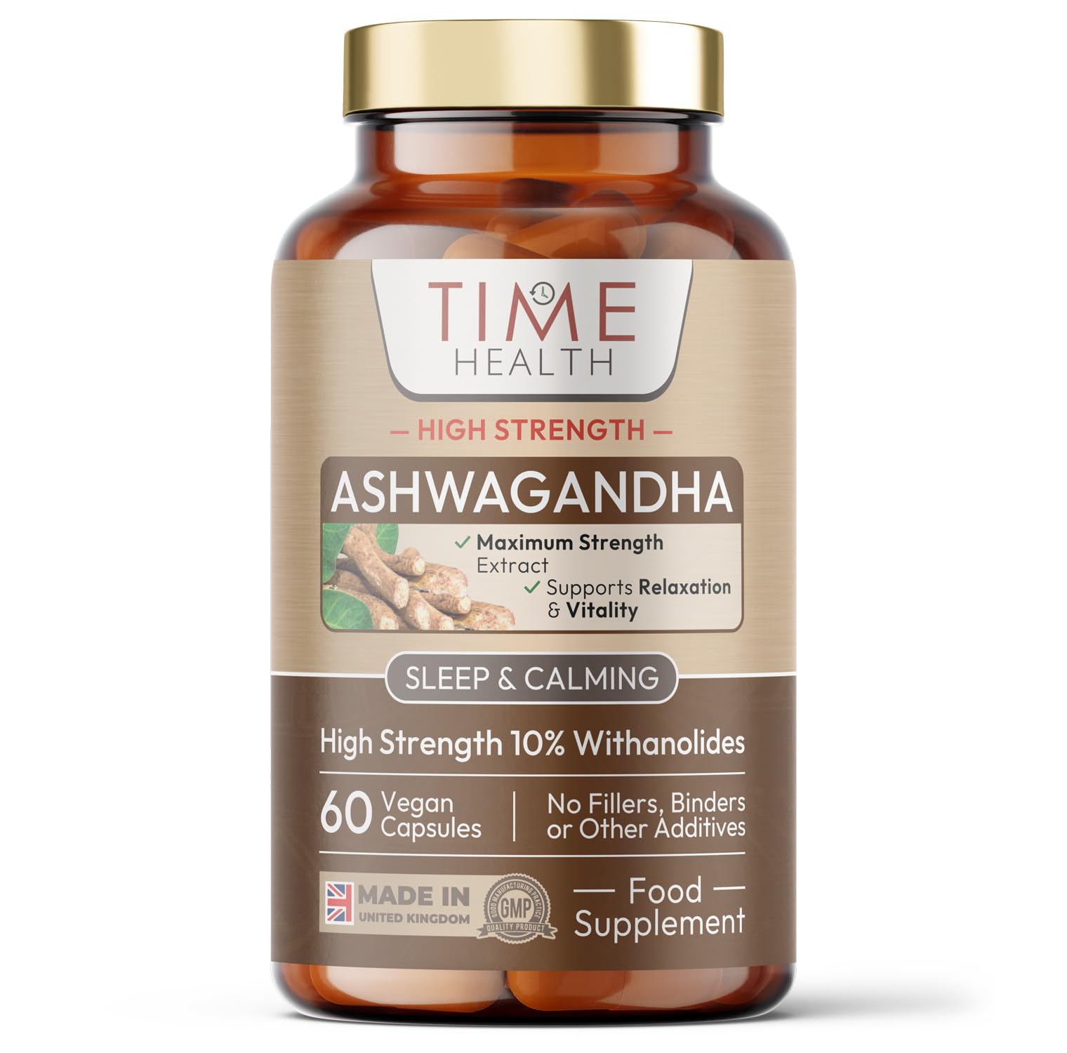 Ashwagandha - 10% Withanolides - HIGH Strength - Maximum Benefits - UK Manufactured - Zero Additives - Pullulan (60 Capsules)