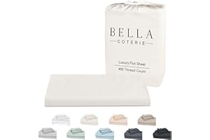 BC BELLA COTERIE Bella Coterie Luxury Bamboo Queen Size Flat Sheet | 100% Organically Grown Bamboo Viscose | Ultra Soft | Cooling for Hot Sleepers [Ivory]