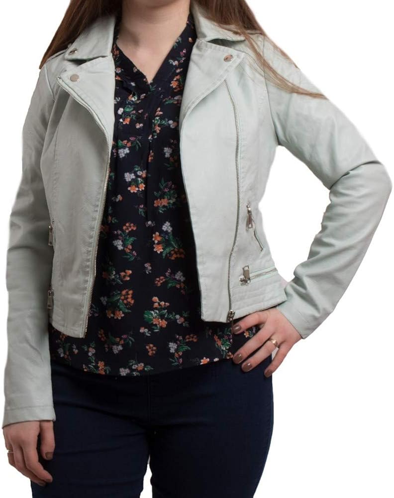 blouson cuir vert femme