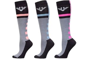 TuffRider Ventilated Neon Knee Hi Socks - 3 Pack | Color -Neon Peach/Neon Blue/Neon Pink