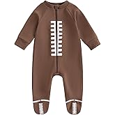 allshope Newborn Baby Boy Girl Fall Outfit Romper Sweatshirt Football Rugby Print Jumpsuit Bodysuit Infant Clothes