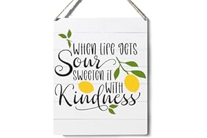 XIOLCXDR Funny Kitchen Lemon Sign Summer Farmhouse Decor When Life Gets Sour Wooden Sign Plaque Wall Hanging Posters Artwork 10”X8” Perfect Home Decoration