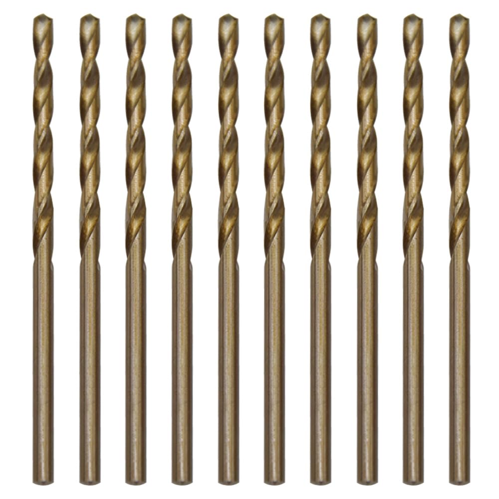 CEEYSEE 10Pcs Drill Bits 2.5mm HSS Cobalt Drill Bit Straight Shank Twist Drill Bits Titanium Jobber Drill Bit Sets for Stainless Steel,Aluminum, Plastic and Wood (2.5mm/MHZT)