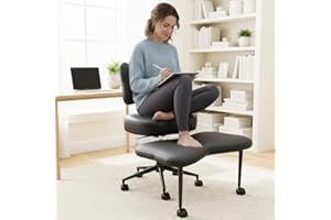 BOLDWORKS Cross Legged Office Chair Meditation ADHD Yoga Chair for Adults with Ergonomic Back Support Cushioned Seat and Leg Rest for Criss Cross Sitting Kneeling Fidgeting Height Adjustable 360° Swivel