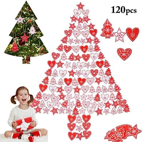 Albero Di Natale A Spirale Ikea.Zoylink 120pcs Decorazioni In Legno Per Albero Di Natale A Forma Di Cuore Stella Albero Di Natale Ciondolo Ornamento Di Albero Di Natale Amazon It Amazon It