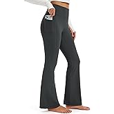 MAGCOMSEN Womens Fleece Lined Leggings Flare Pants High Waist Water Resistant Winter Thermal Casual Pants with Pockets