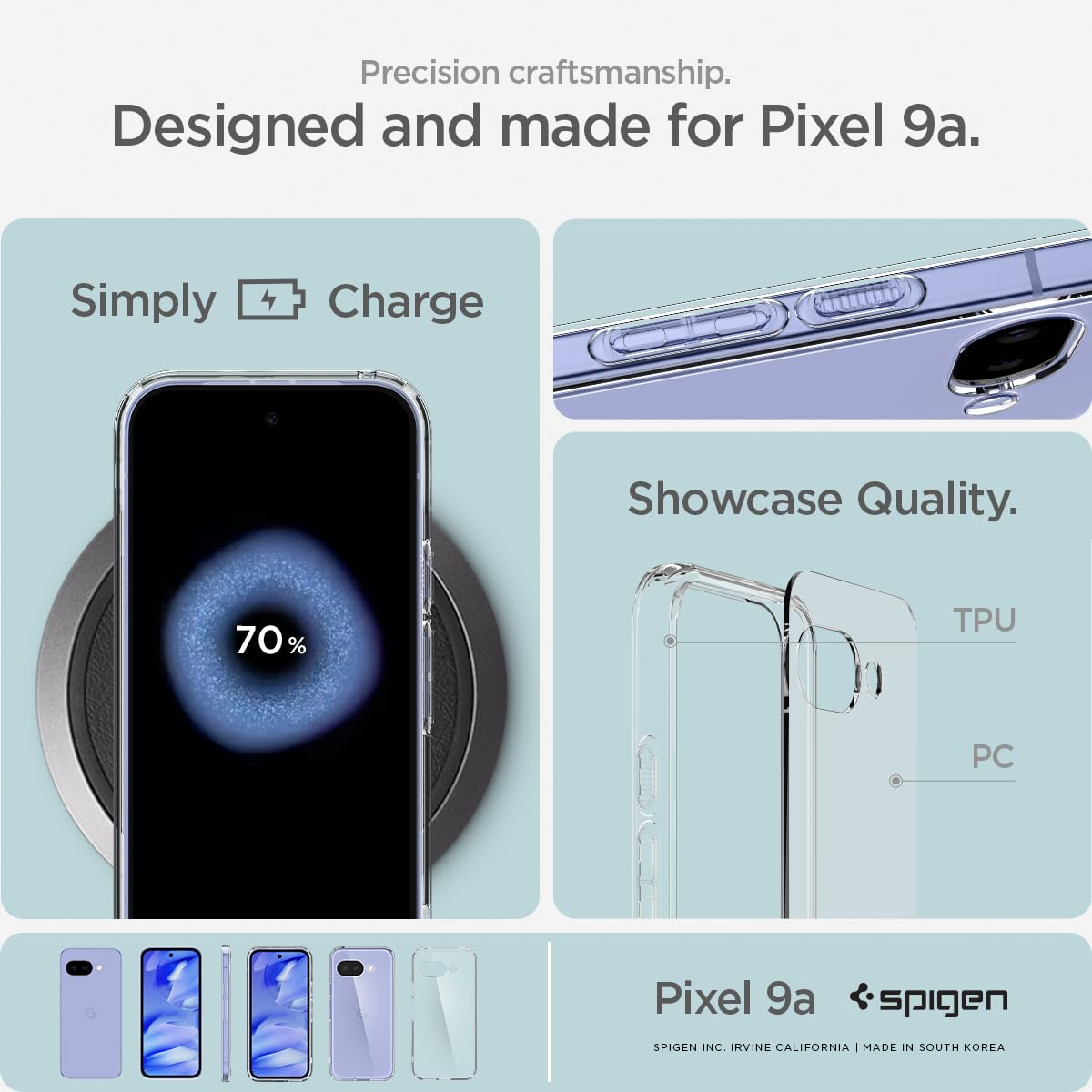 Spigen for Pixel 9a Case, Ultra Hybrid (2025) [Anti-Yellowing] [Military-Grade Protection] - Clear