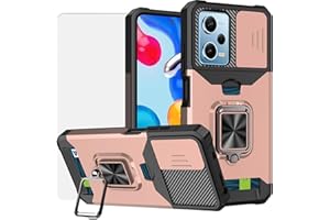 Vatkyc for Redmi Note 12 Pro Case Wallet Detachable Credit Card Holder with Screen Protector with Kickstand, 360 Full Body Shockproof Protective Phone Case for Redmi Note 12 Pro Case 5G,Rose Gold