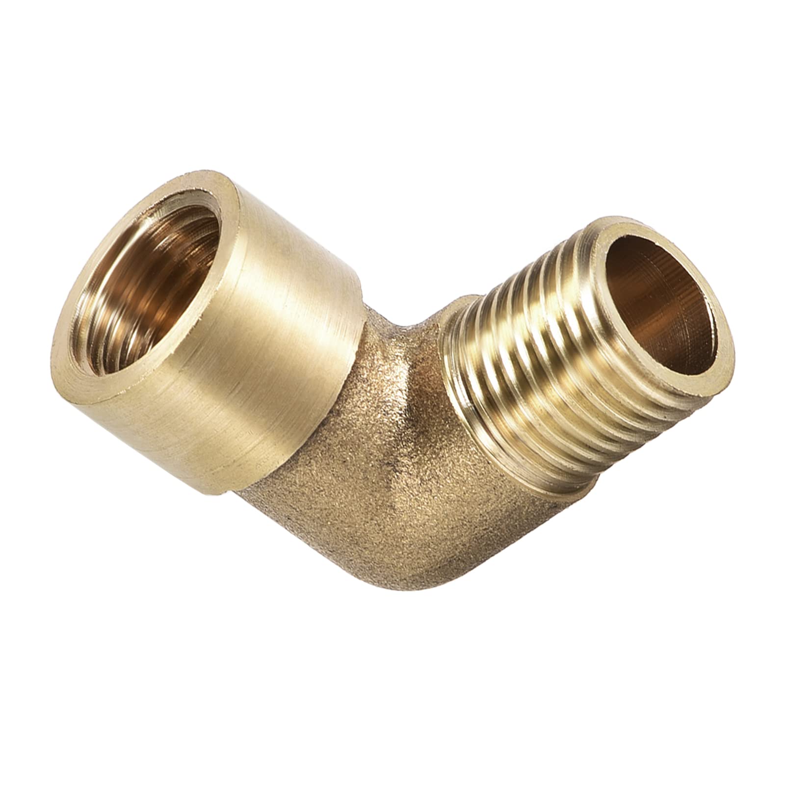 DTGN 1/4 BSP X1/4 BSP(Male x Female) 90 Degree Elbow Pipe Fitting - Good for Water Pipe System - Brass Tube Fittings - Gold Tone — image 1