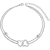 Anklet for Women S925 Sterling Silver Adjustable Foot Evil Eye Starfish Heart Bead Butterfly Celtic Knot Cross Multilayer Layered Ankle Bracelet Jewelry