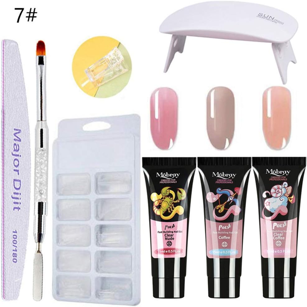 Polygel Nail Kit, Polygel Nails Extension Gel Kit with Lamp Nail Polish Gel Kit Quick Dry Polygel Nail Kits for Beginners with UV Lamp, Nail Tips, Nail Pusher Tool