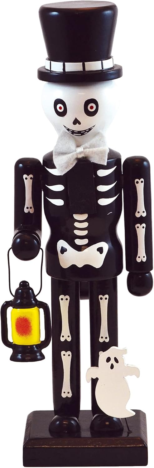 Nutcrackers - MasterPieces Holiday - Skeleton 15 inch Traditional Wooden Nutcracker - Hand Painted Halloween Décor