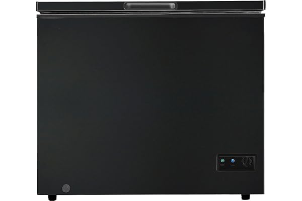 Chest Deep Freezer, 7 Cu. Ft, Black Adjustable Thermostat-Removable Vinyl Coated Wire Basket-Easy Defrost Drain, Eye-Catching Stainless Steel Top Door- Garage Ready