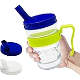 pegirra Control Flow Cup With Two Style Lids,Lightweight Clear Senior Drinking Cup,Spillproof Adult Sippy Cup for Elderly Care,Liquid Feeding Elderly Disabled Hospital Patients Convalescent