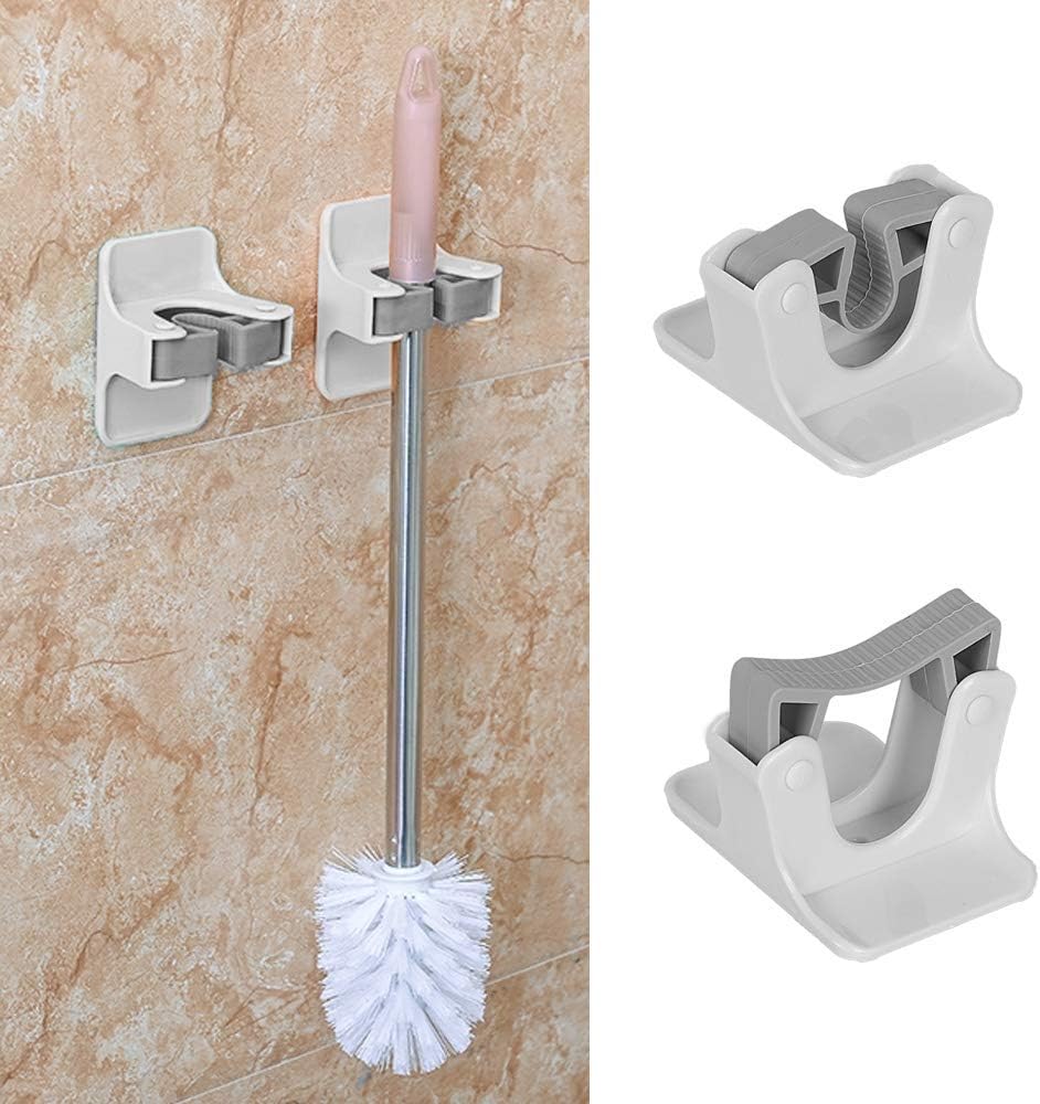 Broom Holder, McoMce Sturdy Broom Holder Wall Mount, Broom Gripper Holds Self Adhesive No Drilling Super Anti-Slip, Broom and Dustpan Hanger for Home, Kitchen, Garden, Garage Storage Systems, 4 PCS: Home Improvement