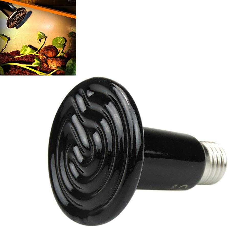 Yuciya Reptile Heating Lamp Bulb Ceramic Heat Emitter Not Shining Heater Lamp for Lizard Turtle Aquarium Snake Pet