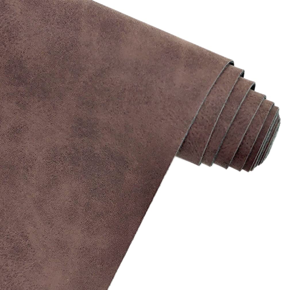 XHT Suede Faux Leather Fabric 30x135cm Waterproof Synthetic PU Leather for Earrings Pouches Hair Bows Making (Dark Brown)