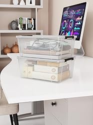 WYT Clear Storage Latch Bins, 6-Pack Storage