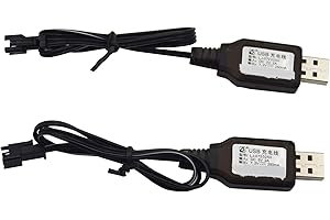 Blomiky 2 Pack 7.2V USB Charger Cable with SM-2P Connector Plug Replacement for 7.2V Ni-Cd Ni-Mh Battery Previous Old Version Huina 1550 15 Channel RC Excavator RC Cars Toy SM 2P USB 7.2V 2