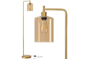 Oneach 66.5'' Floor Lamps for Living Room with Glass lampshade, Modern Gold Floor Lamp with Bulb, Industrial Standing lamp for beroom, Tall Pole Lamps Office