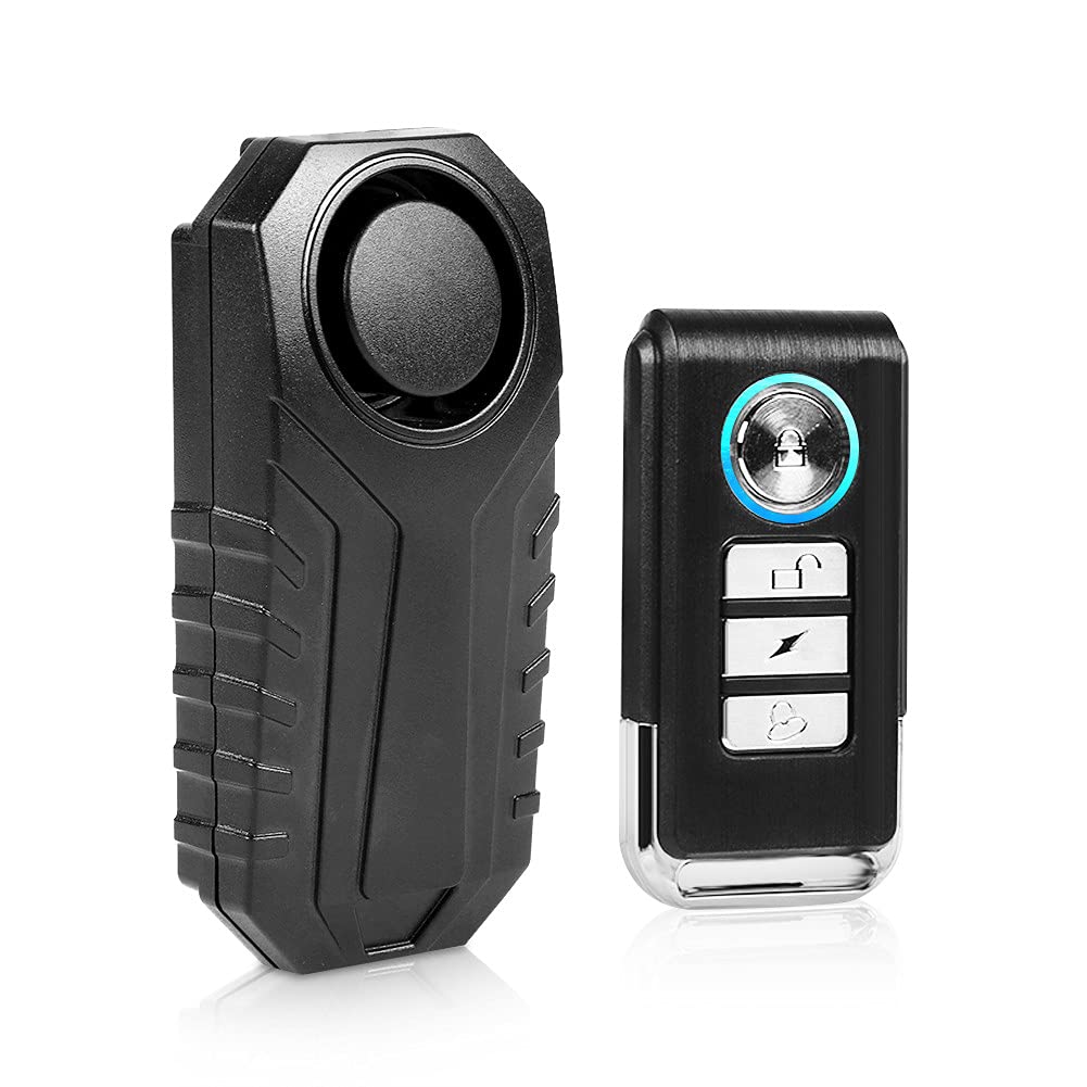 Wireless Remote Control Alarm,Bicycle/Electric Tricycle/Door/Window Vibration Alarm Intelligent Anti-theft Alarm with IP 55 waterproof