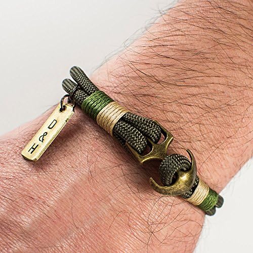 EXPRESS SHIPPING Men's Personalized Bracelet,Men's Paracord Bracelet, Brass and Anchor bracelet,Personalized Men Bracelet,Groomsmen Gift, Valentine's Day Gift