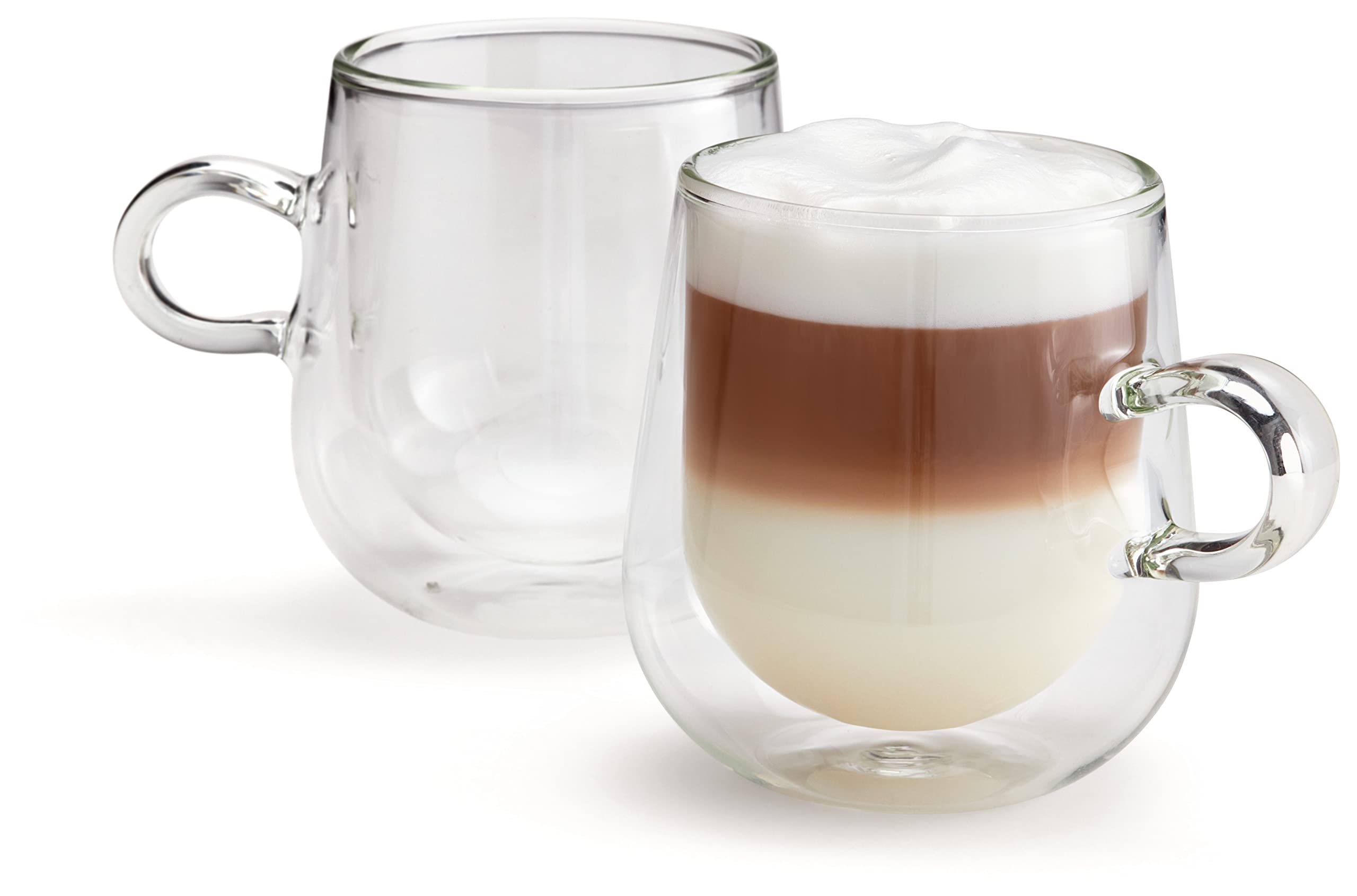 Judge Duo Latte Set of 2 Double Walled Glass Coffee Cups with Handle, Hollow Vacuum Sealed, Heat Resistant, 325ml Latte Cup