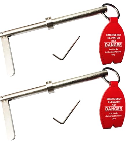 Half Moon Elevator Key Set Of 2 - Compatible With Schindler/Westinghouse Elevator Doors, Includes Metal Fob - View #5