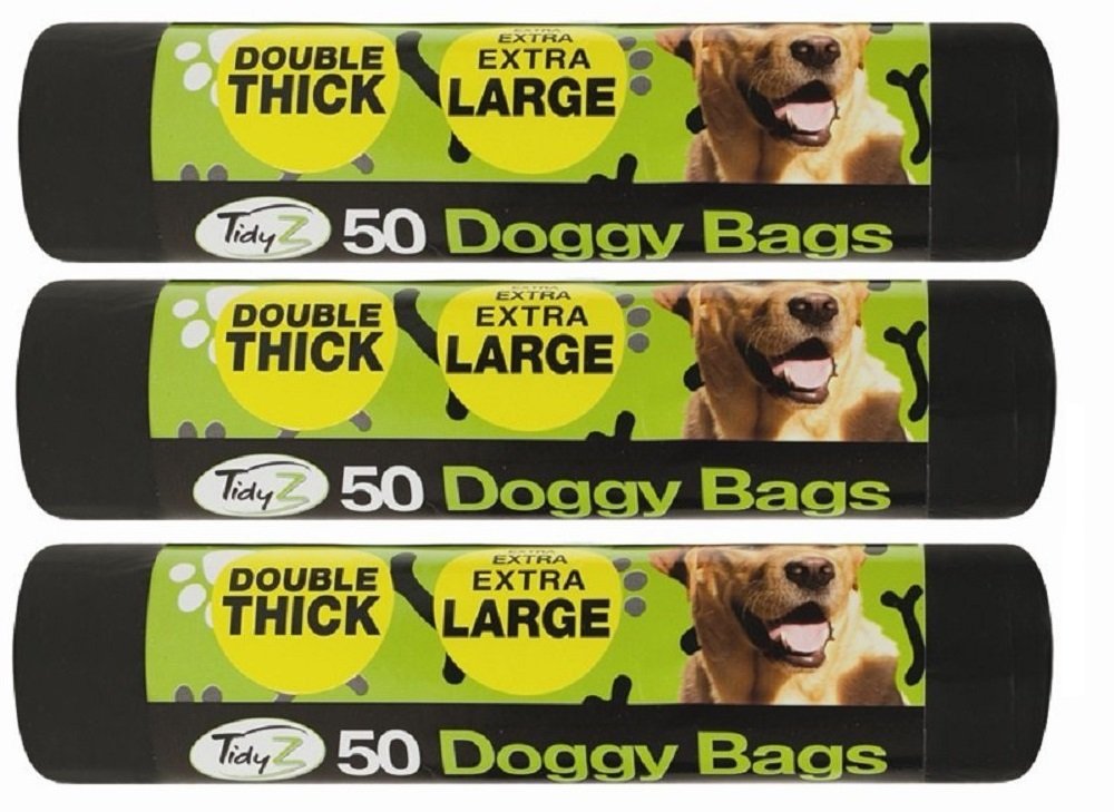 Tidyz Extra Large Super Strong Doggy 150 bags (3 x 50), Black