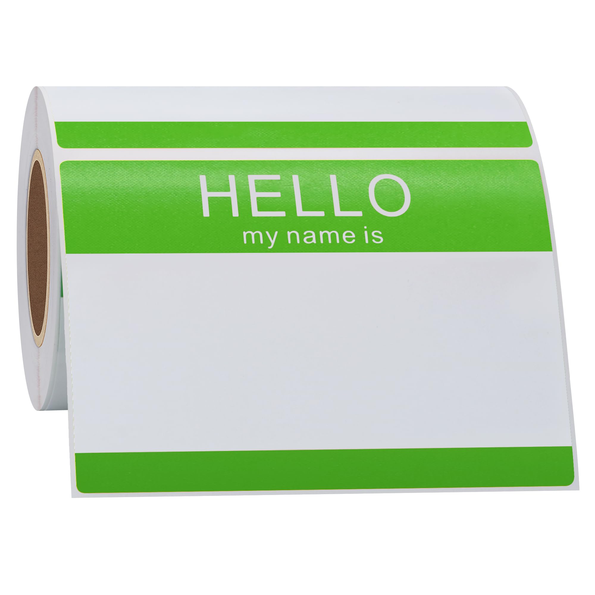 Hycodest 89x60 mm Green Hello My Name is Writing Stickers Rectangle Name Tag Labels, 200 Sticker — image 1