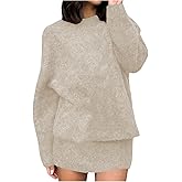 Verdusa Women's Sweater Skirt Set 2 Piece Pullover Sweaters with Skirt Comfy Matching Sets Fall Outfits