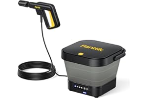 Fanttik NB8 Fold Cordless Electric Pressure Washer w/3.2Gal Tank, 5-in-1 Nozzle, Max 220PSI, 10FT Hose, 4000mAh Lithium Battery, Type-C Charging, Portable Sprayer Washer for Camping, Pet Cleaning