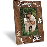EDQAWN Daddy Gift from Daughter Son, Daddy & Me Photo Frames, Dad Gift, Father's Day Wood Picture Frame, Farmhouse Wooden Picture Frame Gifts Fitting a 4x6 Inch Photo, Display on Table Top Desk